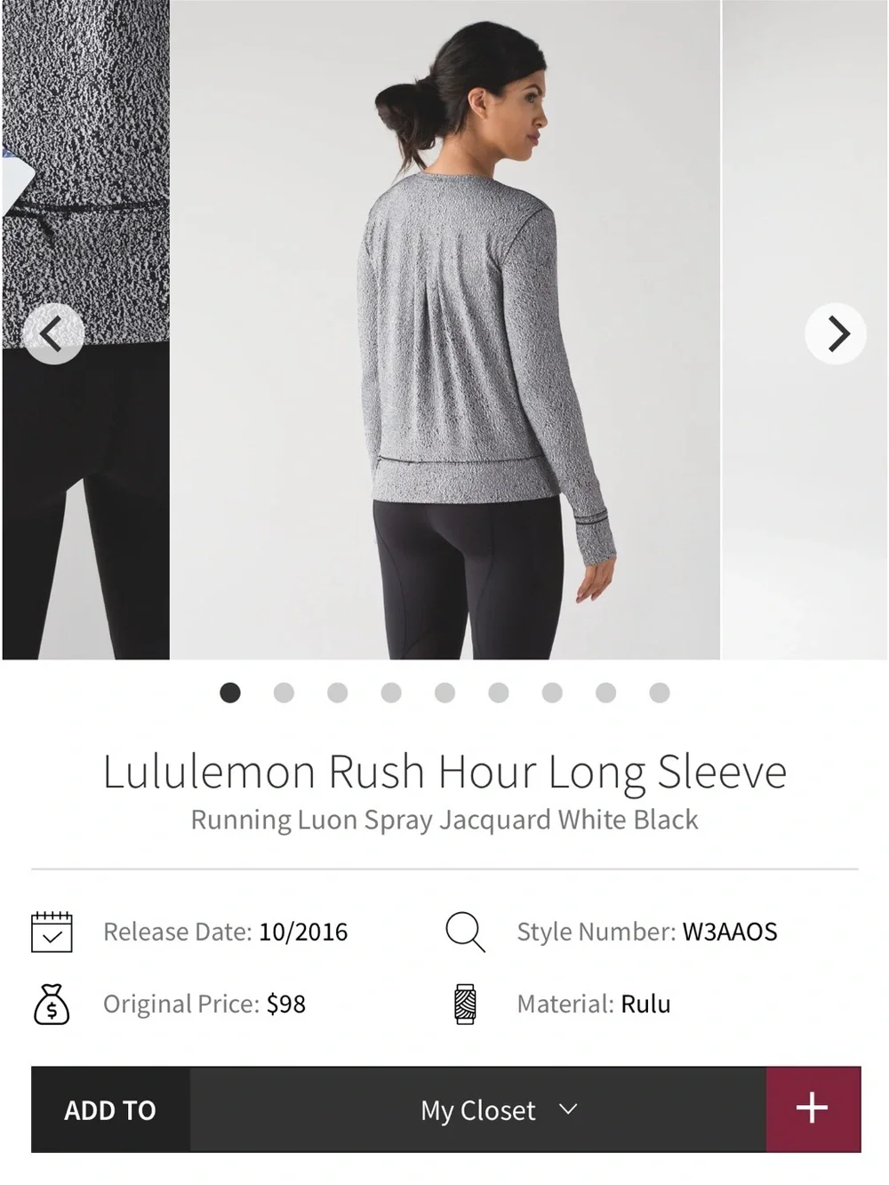 Lululemon Rush Hour Long Sleeve Top